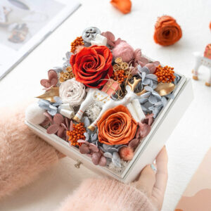 a photo of preserved fresh flower gift forest box