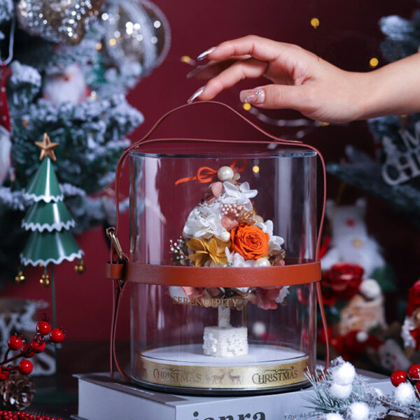 A photo of preserved flower golden Christmas tree