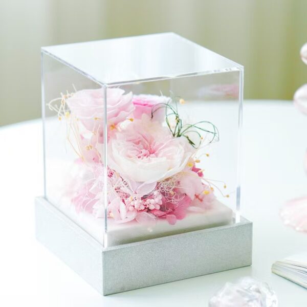 photo of preserved flower in pink named the gentle box